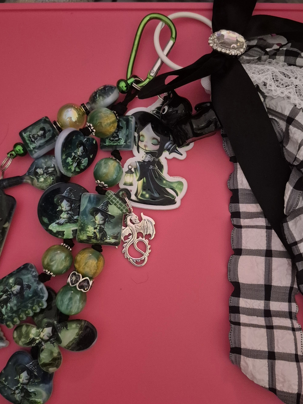 Green Witch Charm Key & Card Holder Lanyard